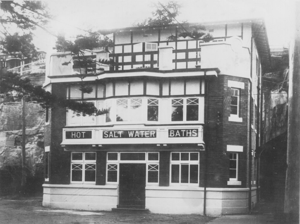 Hot salt water baths at the southern end of South Steyne, Manly, c1935