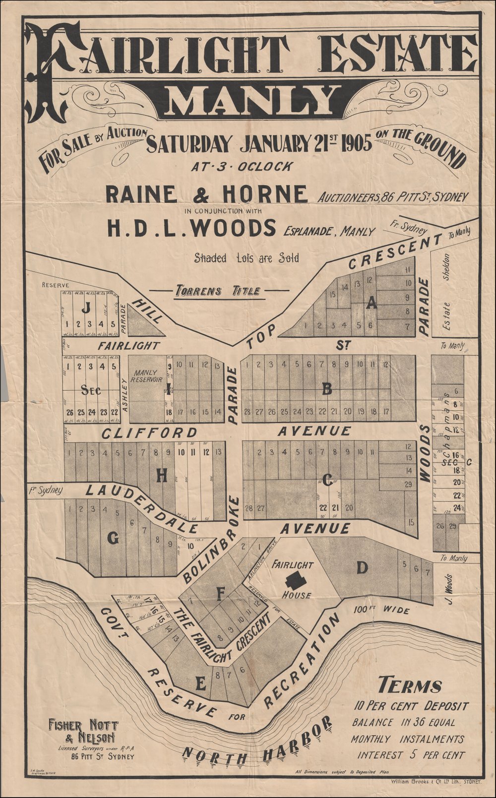 Fairlight Estate, Manly, 1905: Subdivision Plan