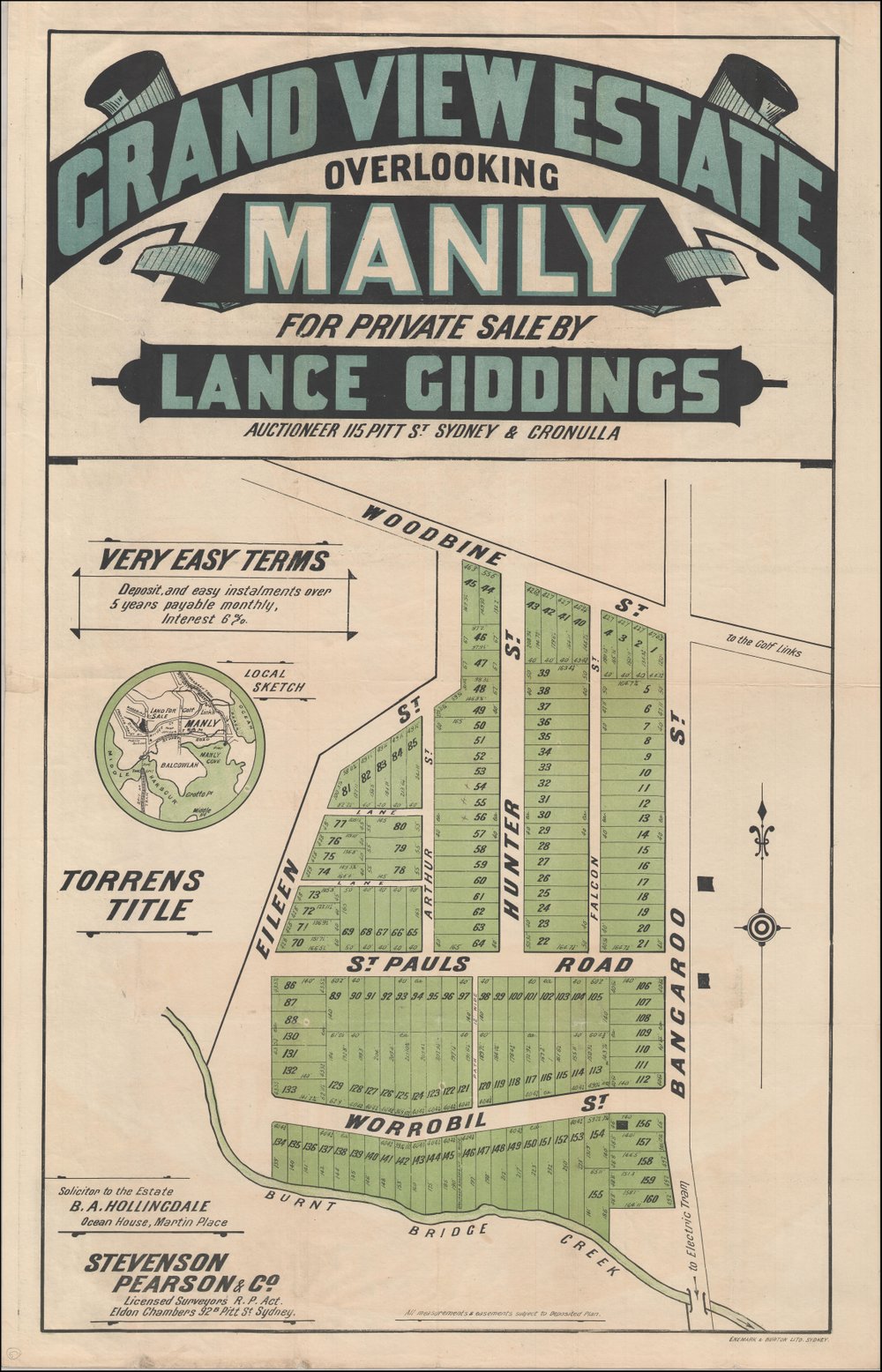 Grand View Estate, North Balgowlah, c1910-1919: Subdivision Plan