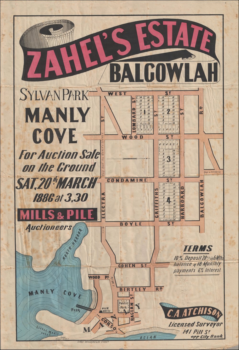 Zahel's Estate, Balgowlah, 20 March 1886: Subdivision Plan