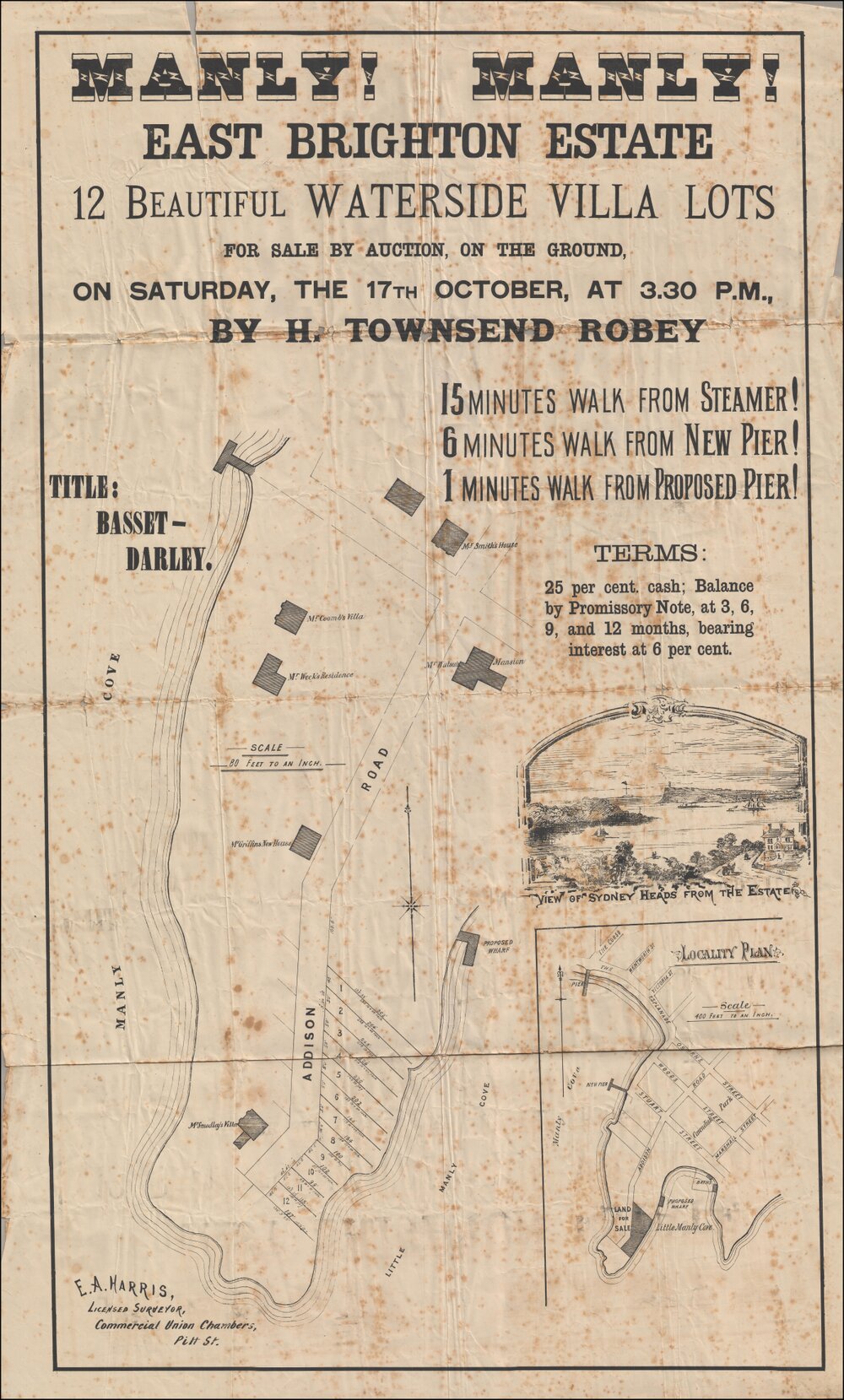 East Brighton Estate, Manly, 17 October 1887: Subdivision Plan