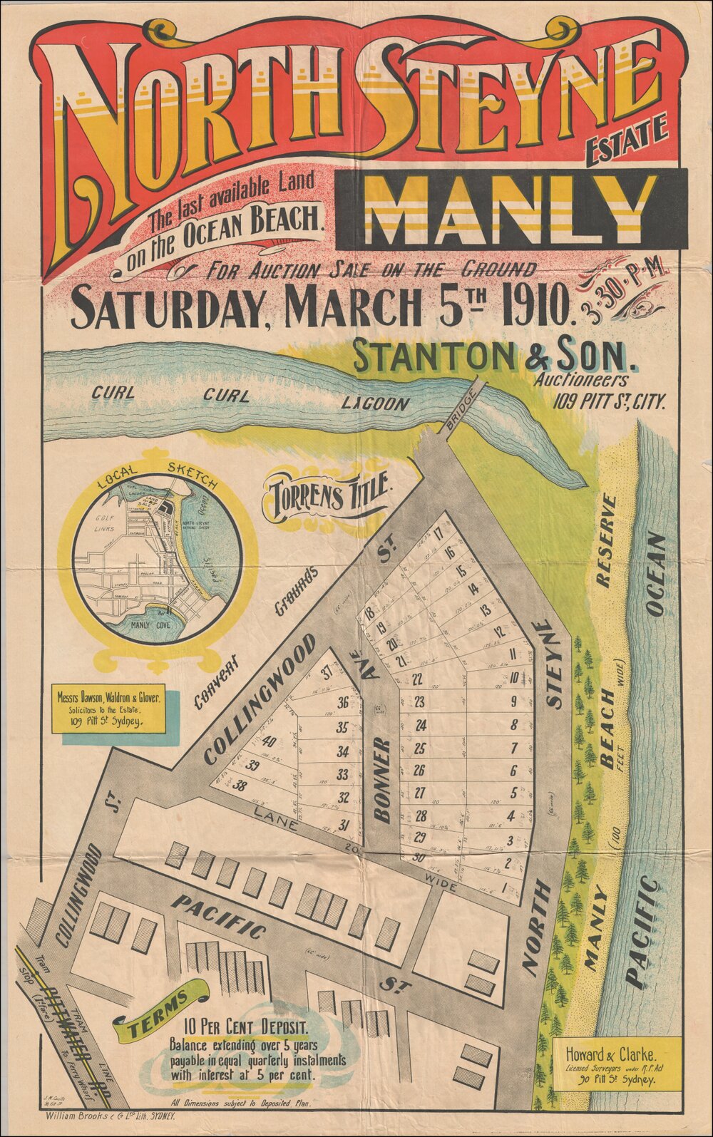 North Steyne Estate, Manly, 5 March 1910: Subdivision Plan