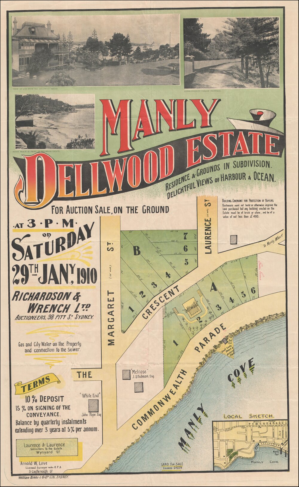 Dellwood Estate, Manly, 29 January 1910: Subdivision Plan