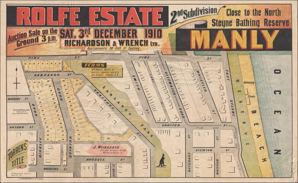 Rolfe Estate 2nd Subdivision, Manly, 1910: Subdivision Plan