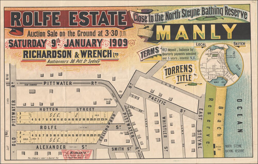 Rolfe Estate, Manly, 1909: Subdivision Plan