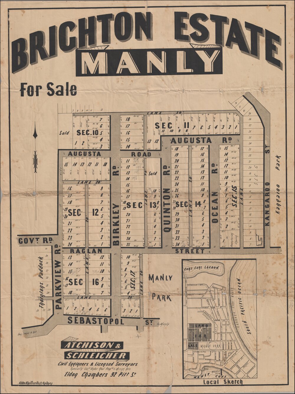 Brighton Estate, Manly, c1910s: Subdivision Plan
