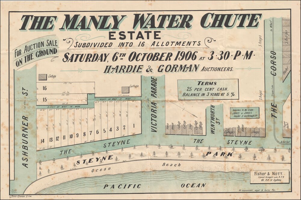 The Manly Water Chute Estate, Manly, 1906: Subdivision Plan