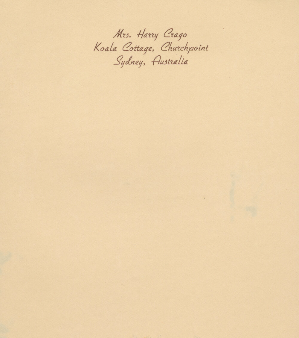 Mrs Harry Crago letterhead