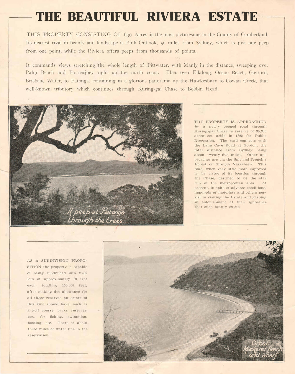 Brochure, The Beautiful Riviera, West Head, c1929