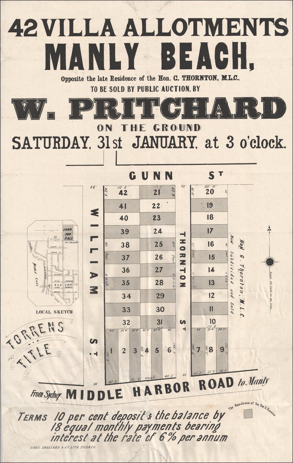 42 Villa Allotments, Manly, 31 January c1900: Subdivision Plan