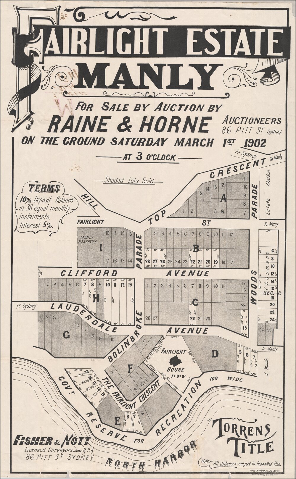 Fairlight Estate, Manly, 1902: Subdivision Plan