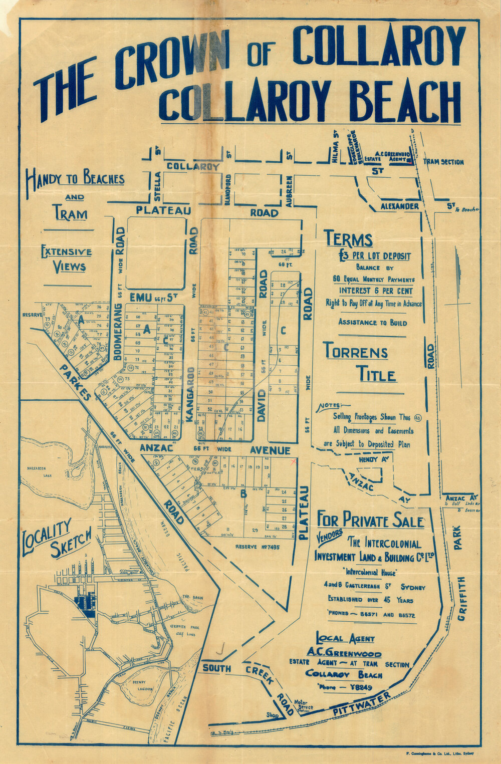 The Corwn of Collaroy, Collaroy Beach, c1939: Subdivision Plan