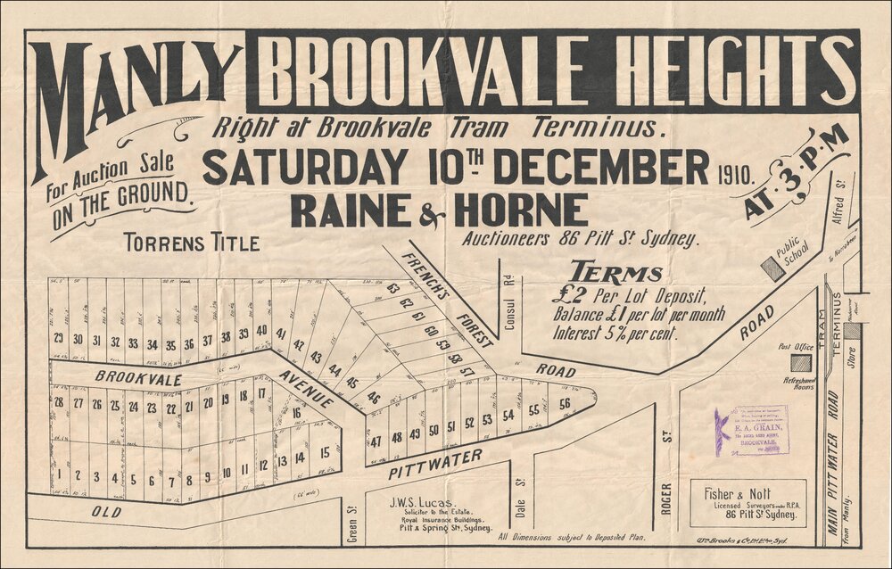 Brookvale Heights, Manly, 1910: Subdivision Plan
