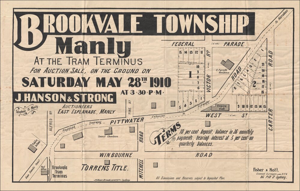 Brookvale Township, Manly, 1910: Subdivision Plan