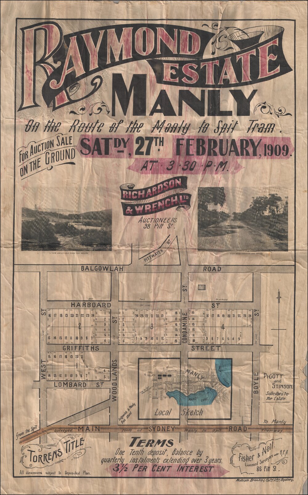 Raymond Estate, Manly, 1909: Subdivision Plan