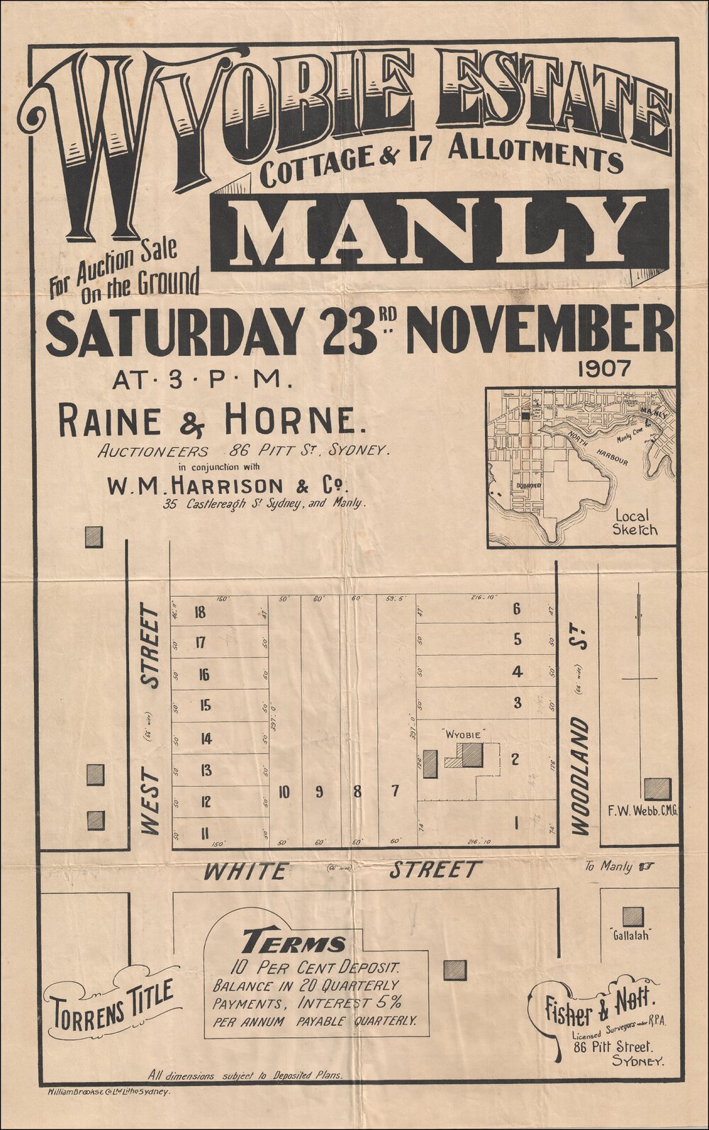 Wyobie Estate, Manly, 1907: Subdivision Plan