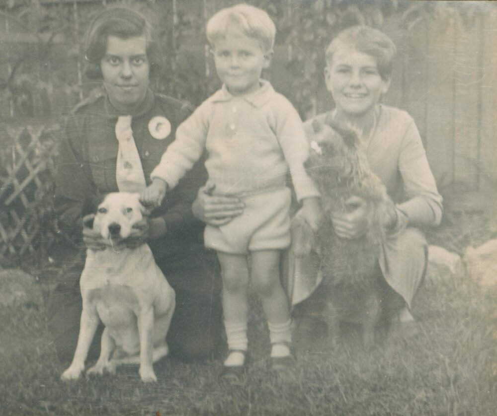 Ken Carter and his cousins in the backyard, Kensington.