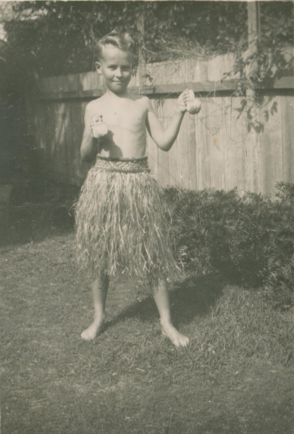 Ken Carter in a grass skirt.