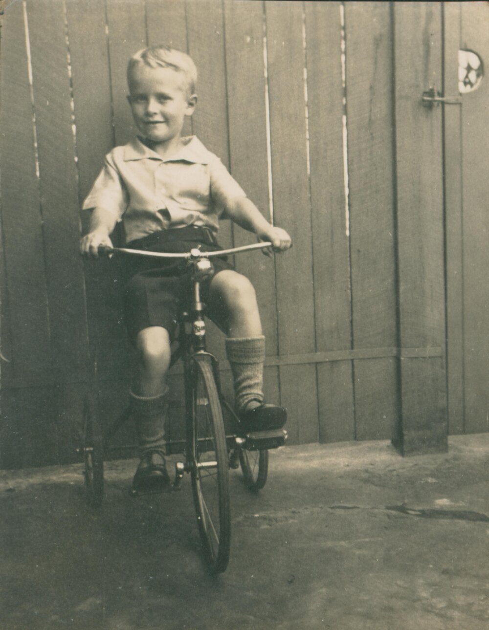 Ken Carter on his Tricycle, Manly.