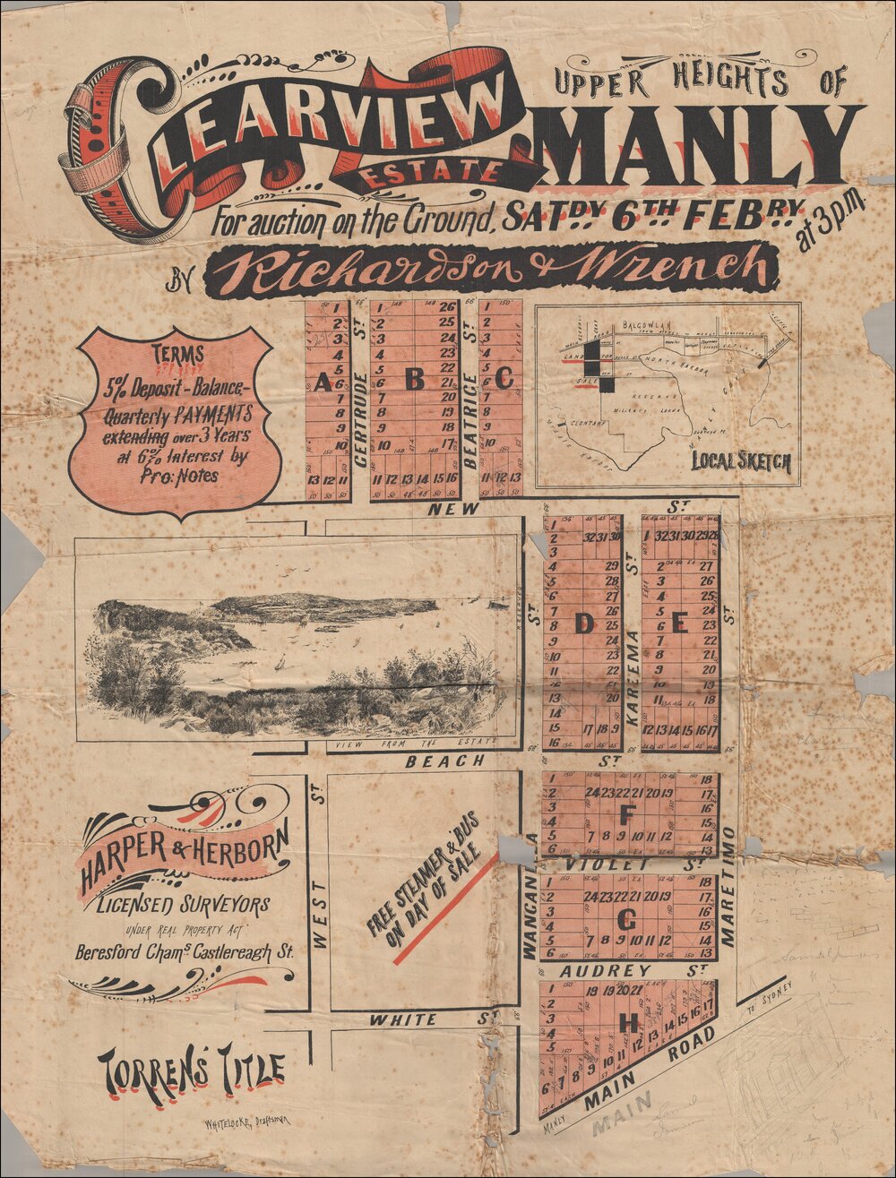 Clearview Estate, Manly, 1909: Subdivision Plan