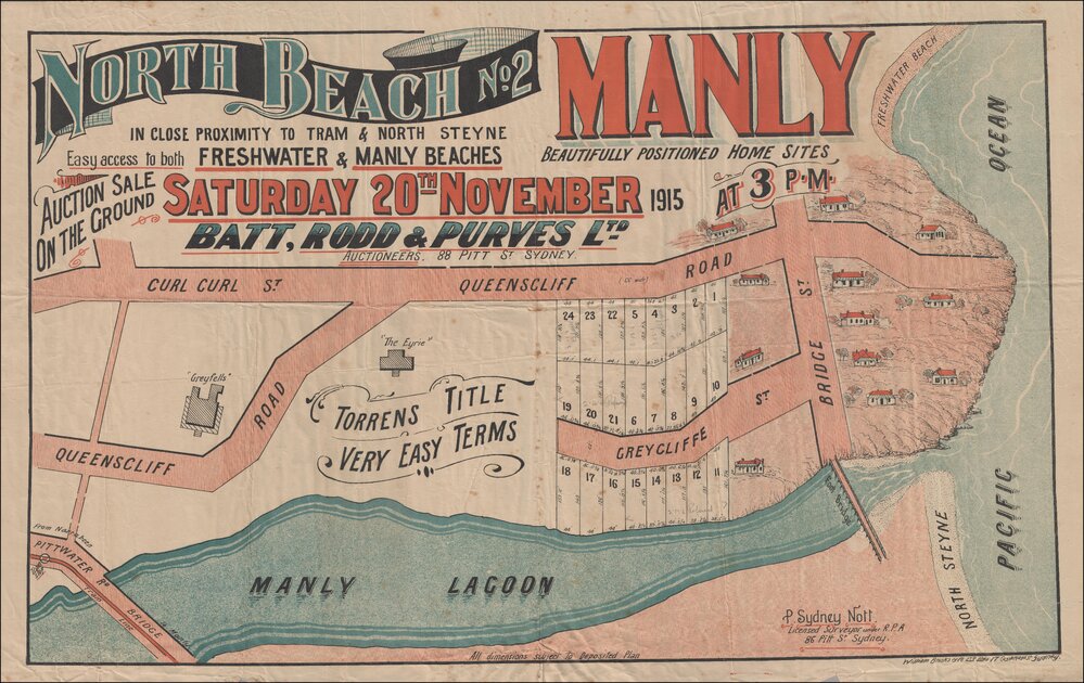 North Beach No.2, Manly, 1915: Subdivision Plan