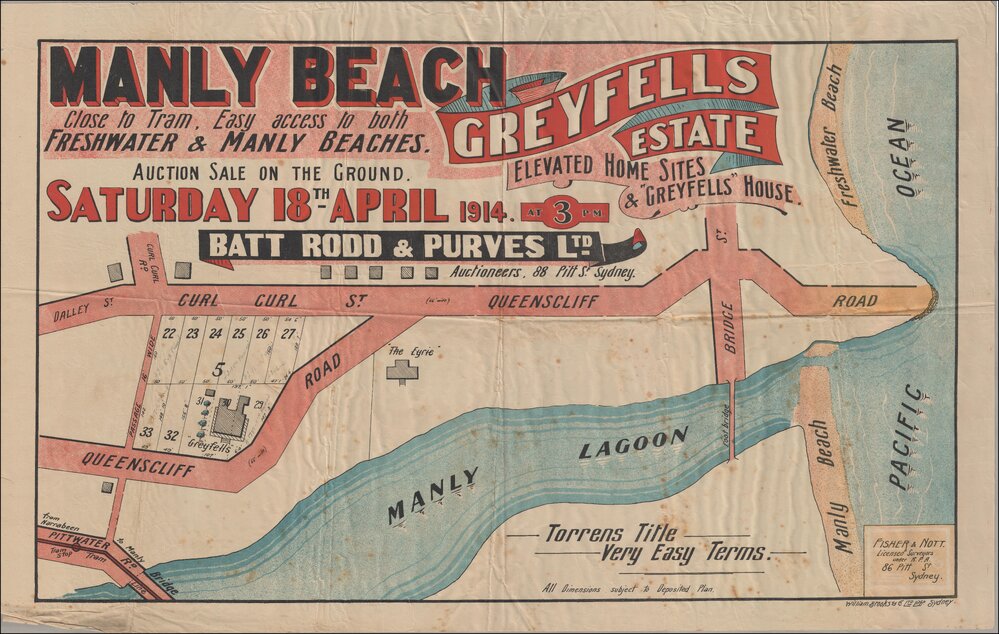 Greyfells Estate, Manly Beach, 1914: Subdivision Plan