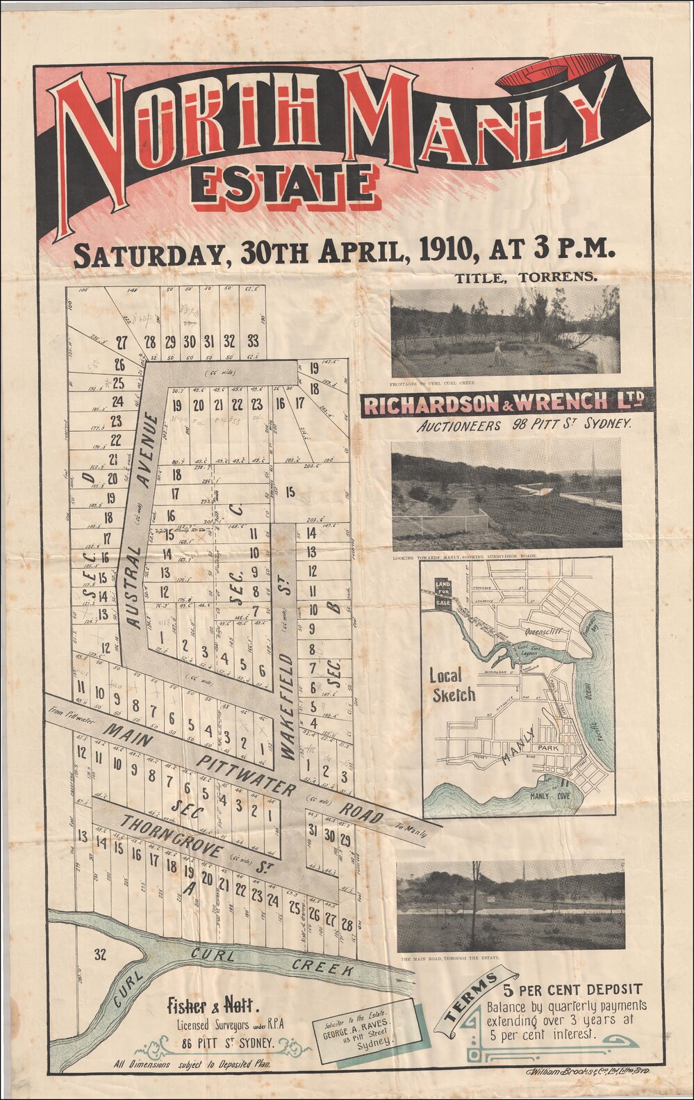 North Manly Estate, Manly, 1910: Subdivision Plan