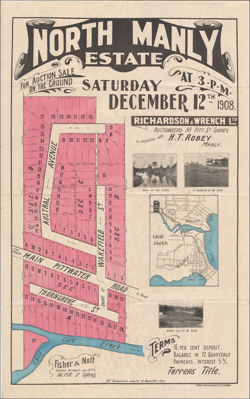 North Manly Estate, Manly, 1908: Subdivision Plan