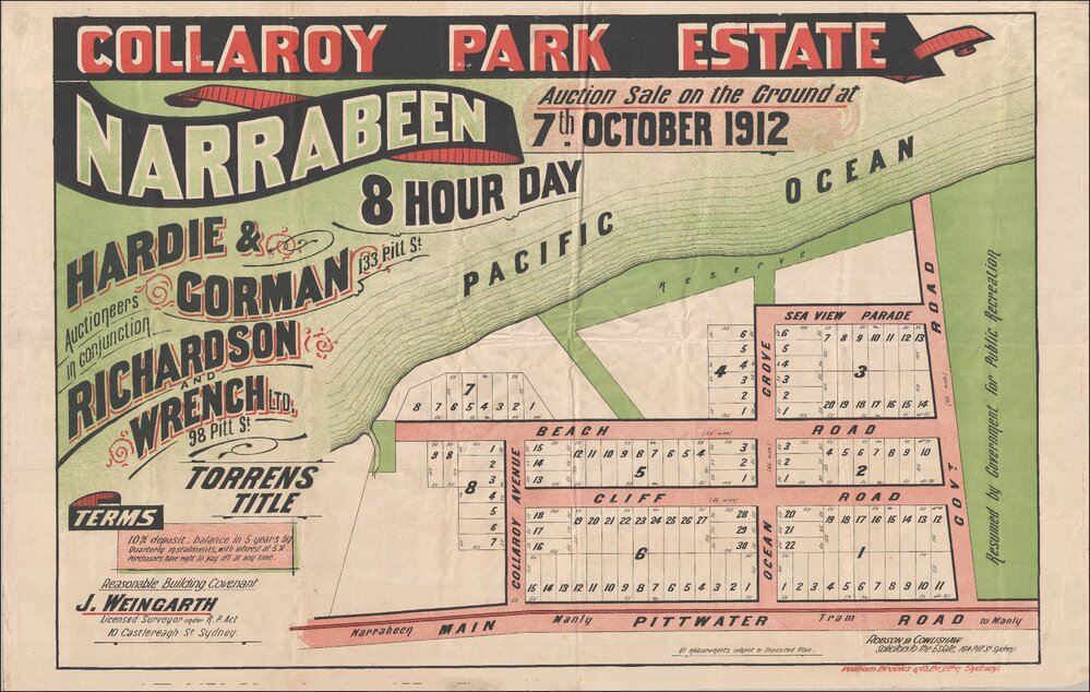 Collaroy Park Estate, Manly, 1912: Subdivision Plan
