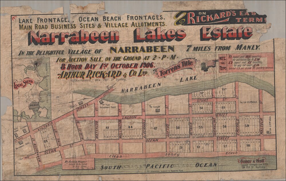 Narrabeen Lakes Estate, Narrabeen, 1906: Subdivision Plan