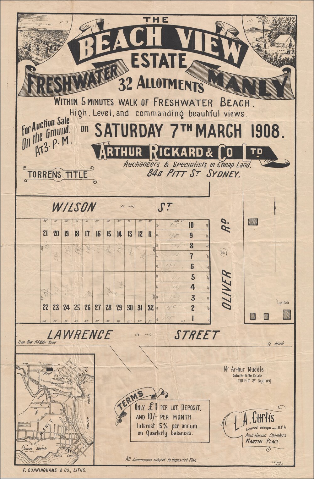 Beach View Estate, Freshwater and Manly, 1908: Subdivision Plan