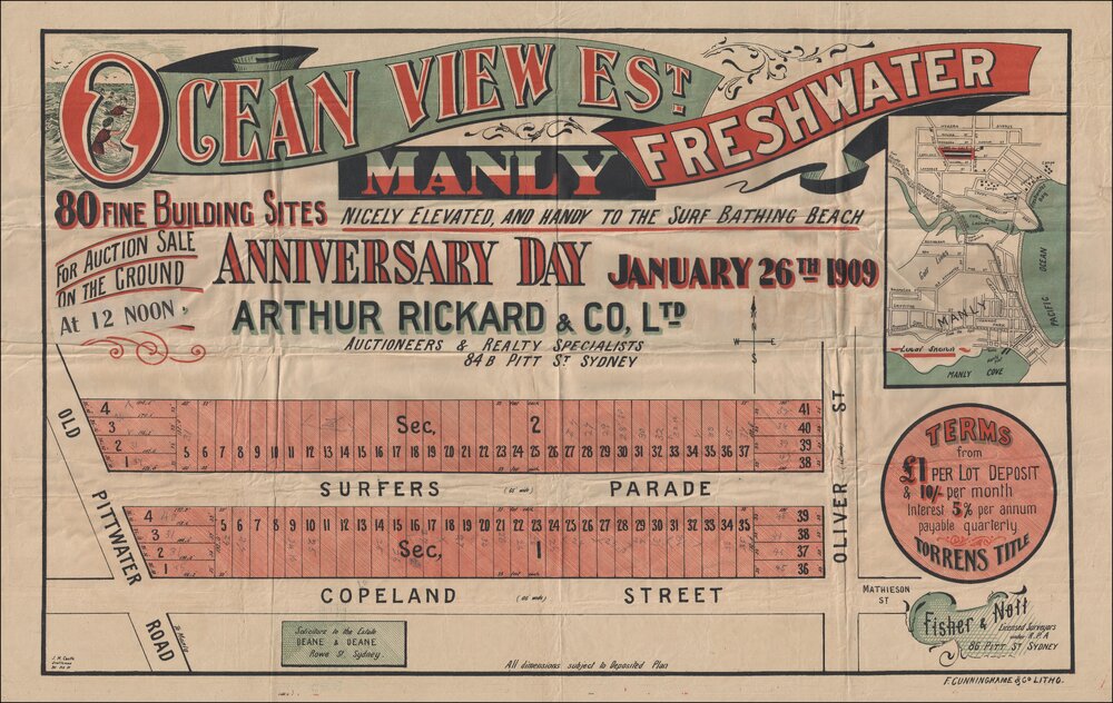 Ocean View Estate, Manly, Freshwater, 1909: Subdivision Plan