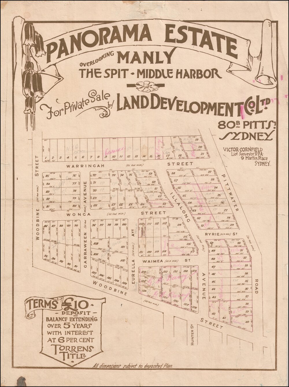 Panorama Estate, The Spit, Middle Harbour, c1930s: Subdivision Plan