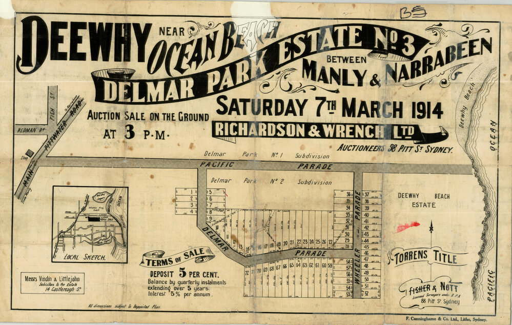 Delmar Park Estate, No.3 Dee Why,1914 : Subdivision plan