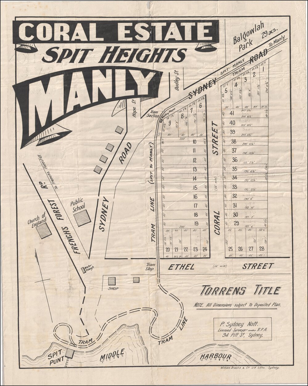 Coral Estate, Manly, 2 November 1918: Subdivision Plan