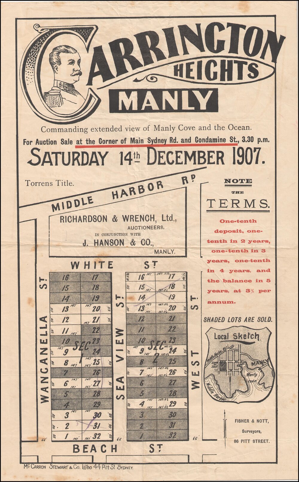 Carrington Heights Estate, Manly, 1907: Subdivision Plan