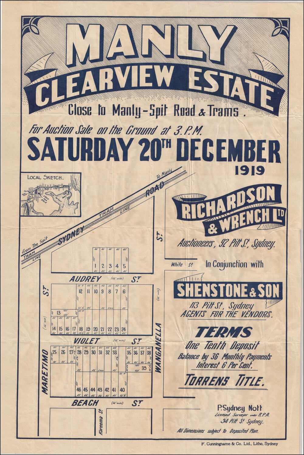 Clearview Estate, Manly, 1919: Subdivision Plan