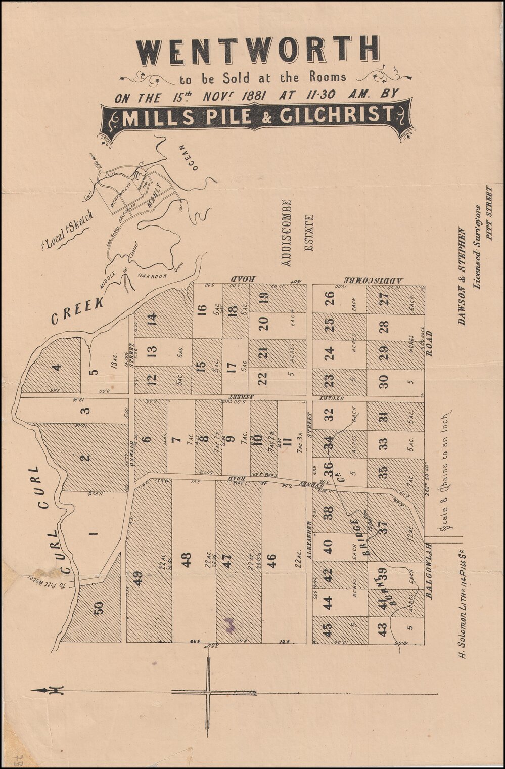 Wentworth, Manly, 1881: Subdivision Plan