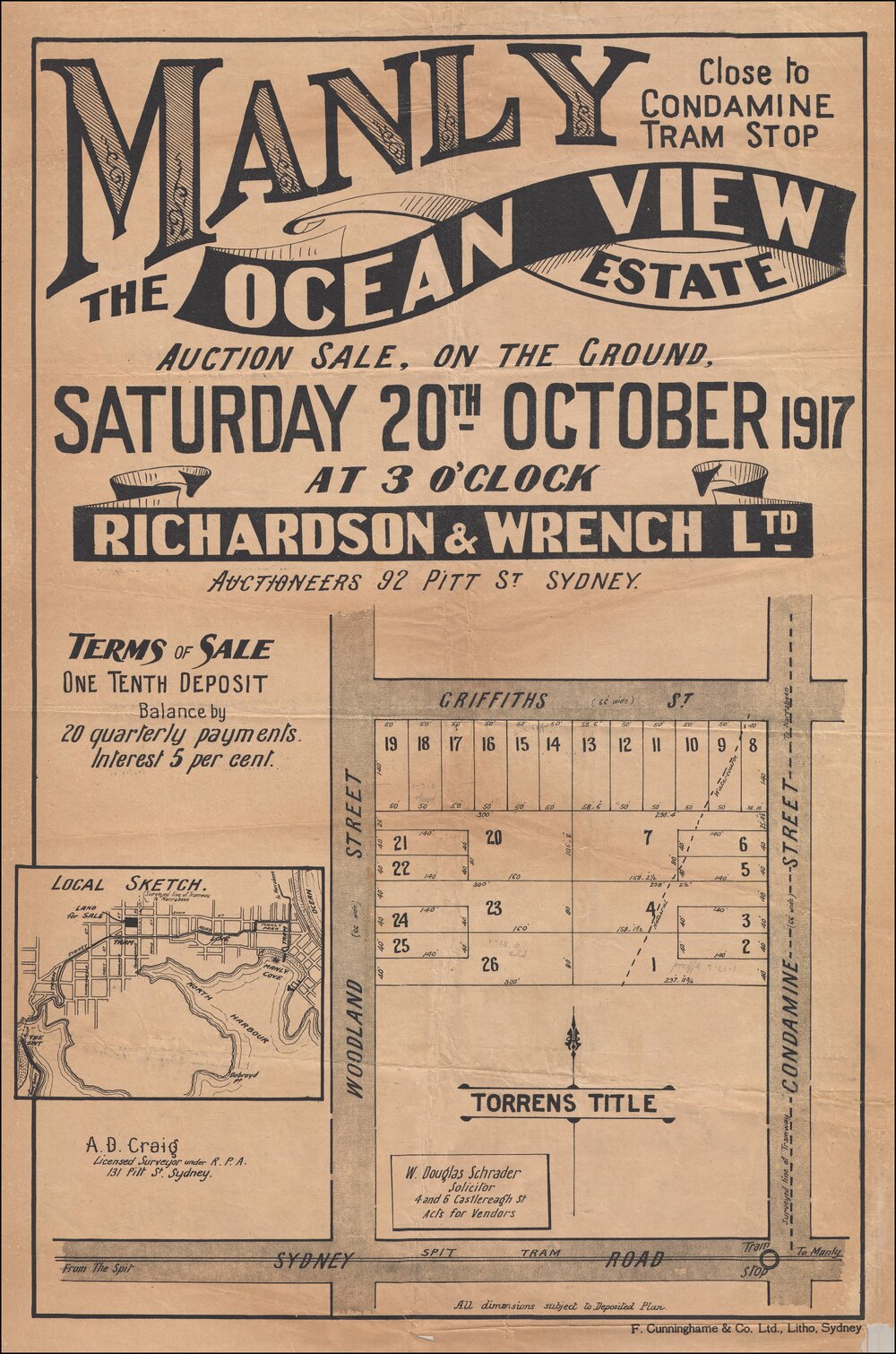 Ocean View Estate, Manly, 1917: Subdivision Plan