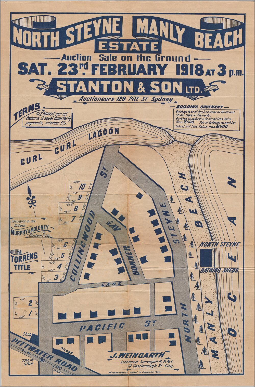 North Steyne Manly Beach Estate 1918: Subdivision Plan