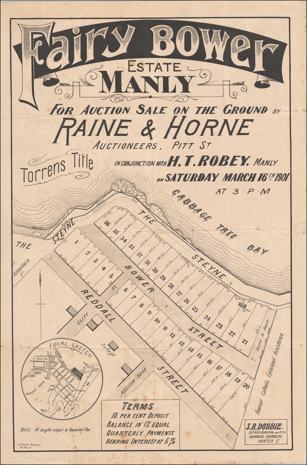 Fairy Bower Estate, Manly, 1901: Subdivision Plan
