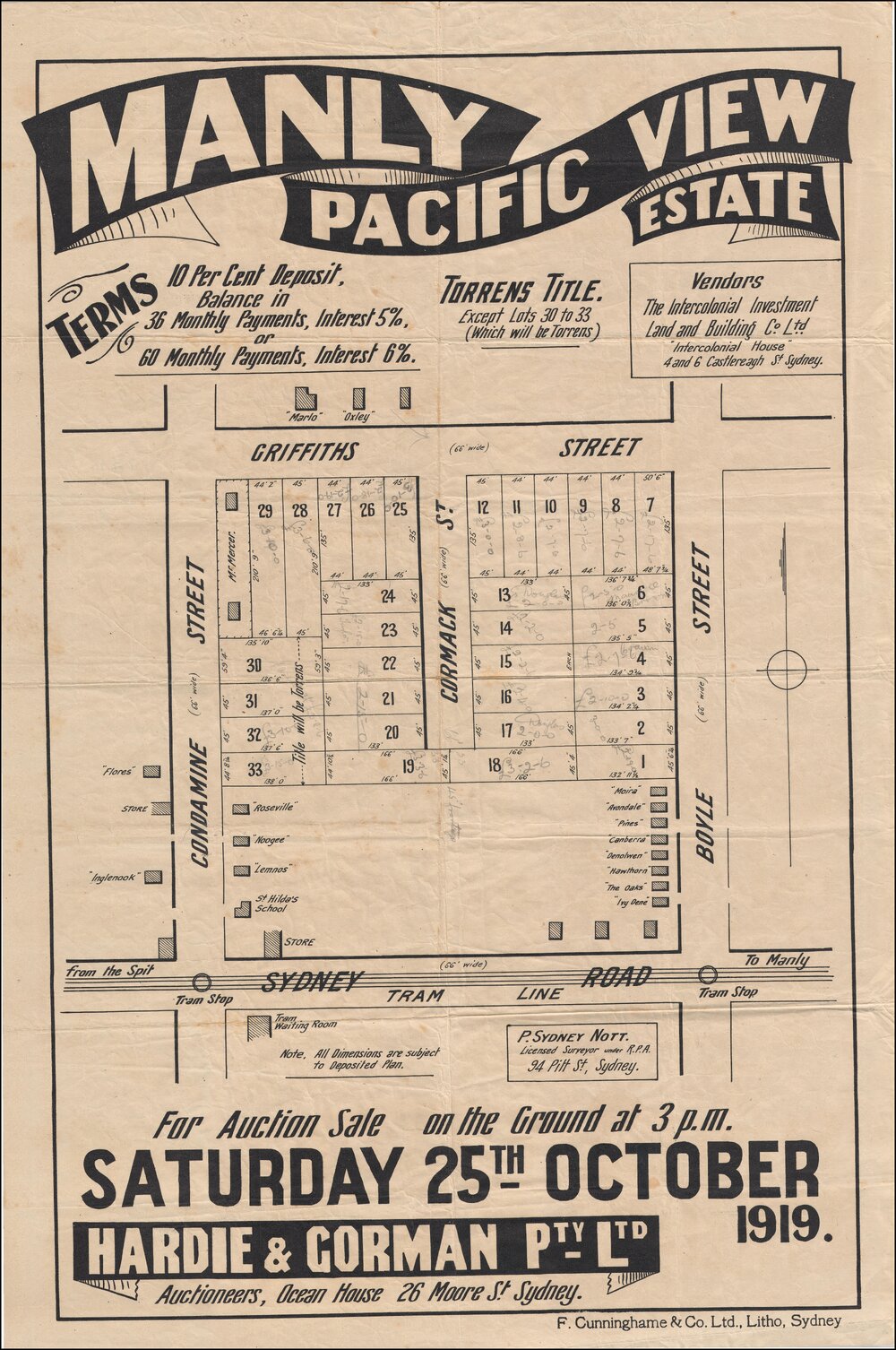Pacific View Estate, Manly, 1919: Subdivision Plan