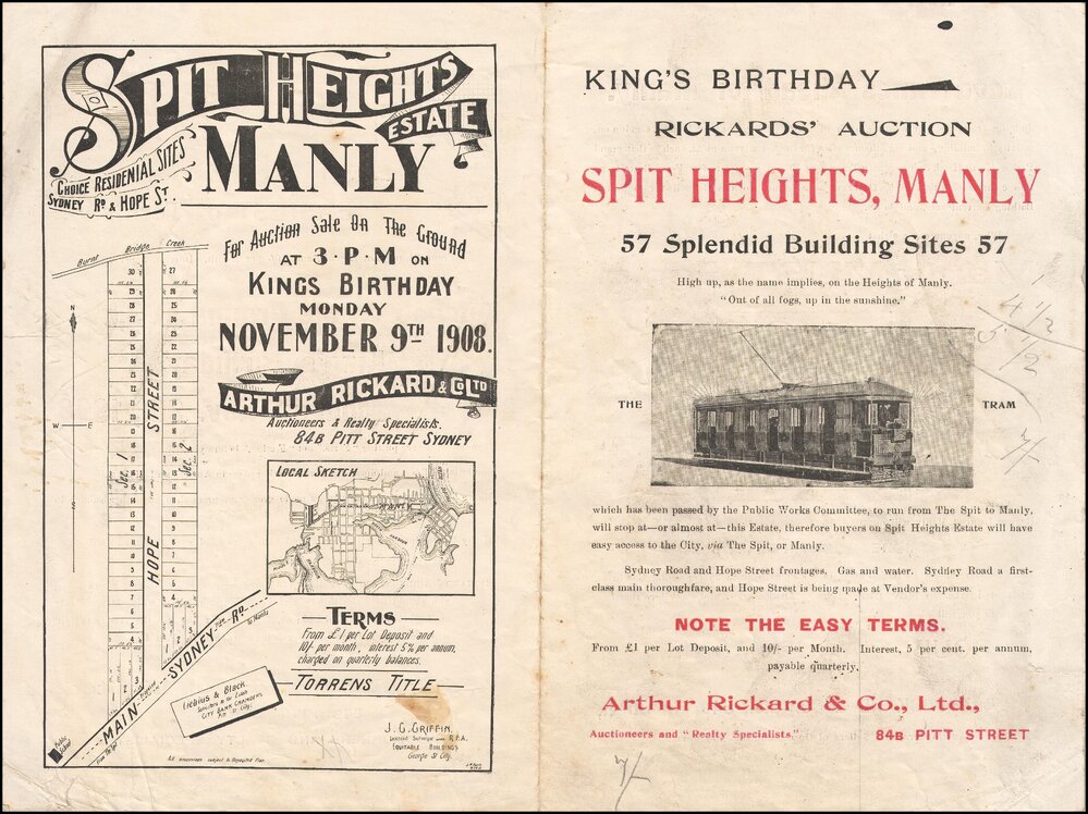 Spit Heights Estate, Manly, 1908: Subdivision Plan