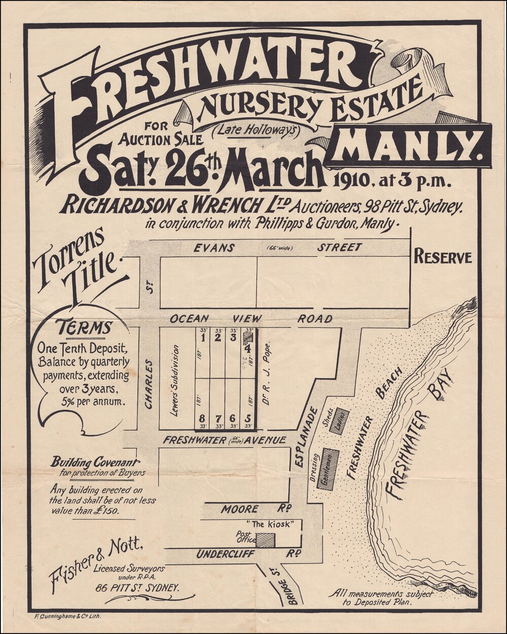Nursery Estate, Late Holloway's, Manly, 1910: Subdivision Plan