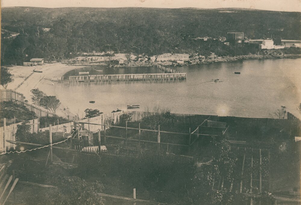 Little Manly Cove and beach with baths, c1896