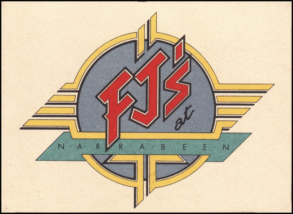 Drink coaster from FJ's at Narrabeen