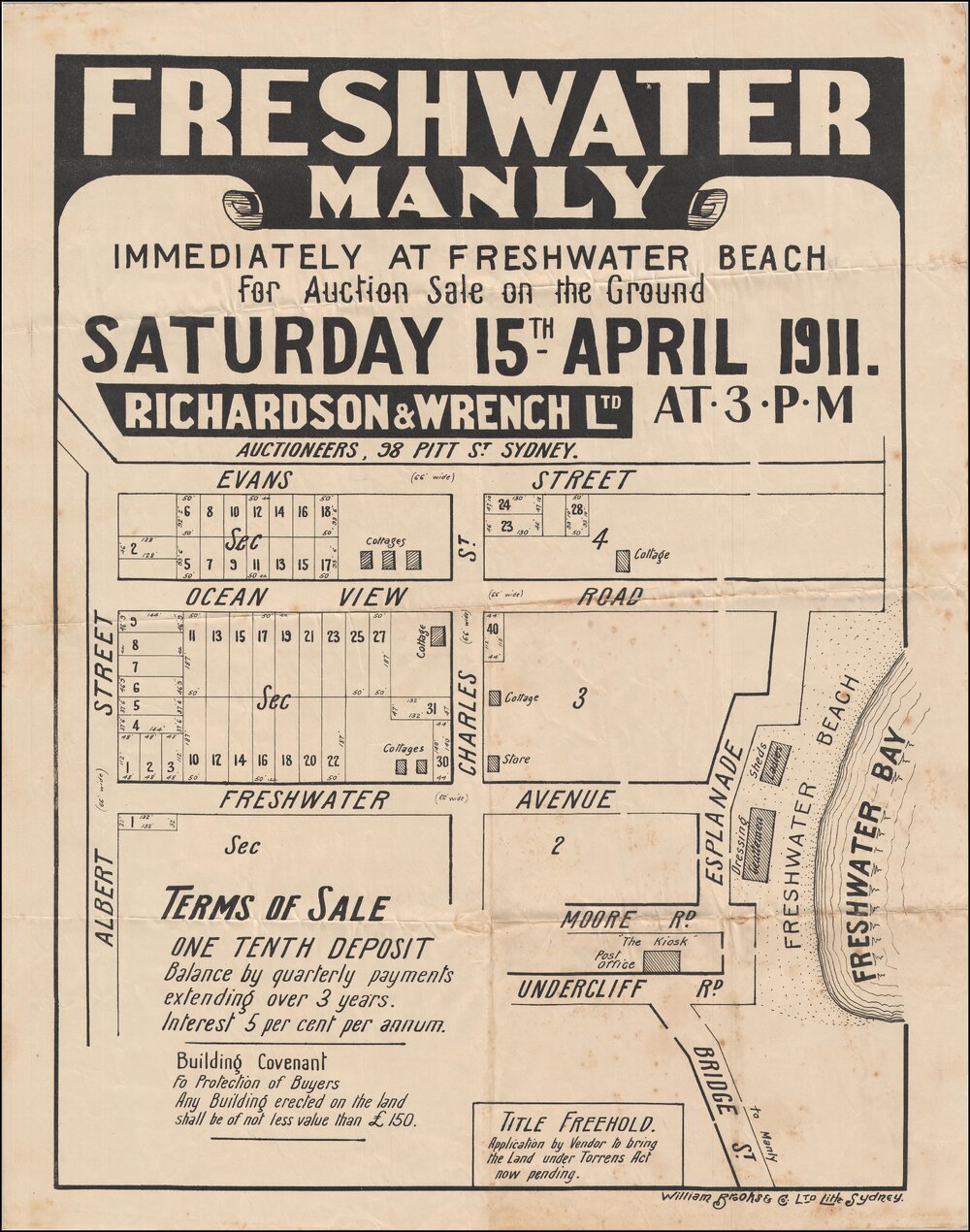 Freshwater Manly, 1911: Subdivision Plan