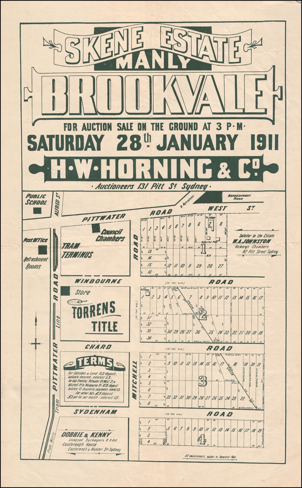 Skene Estate, Brookvale, 1911: Subdivision Plan 