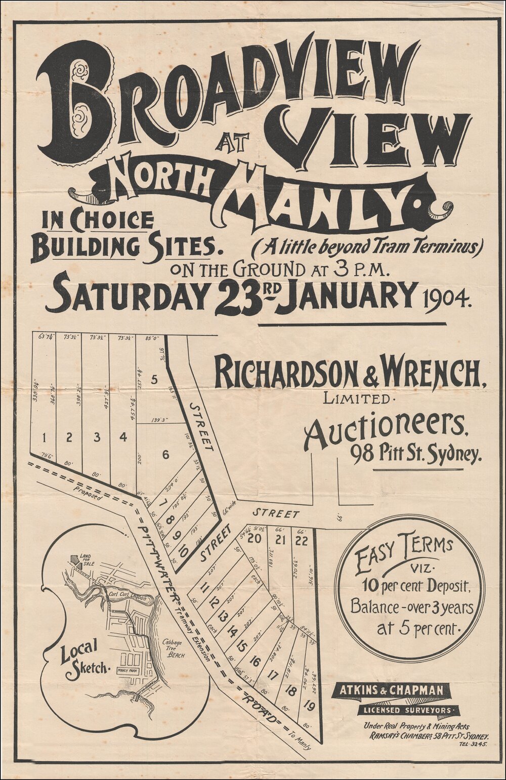 Broadview Estate, North Manly, 1904: Subdivision Plan