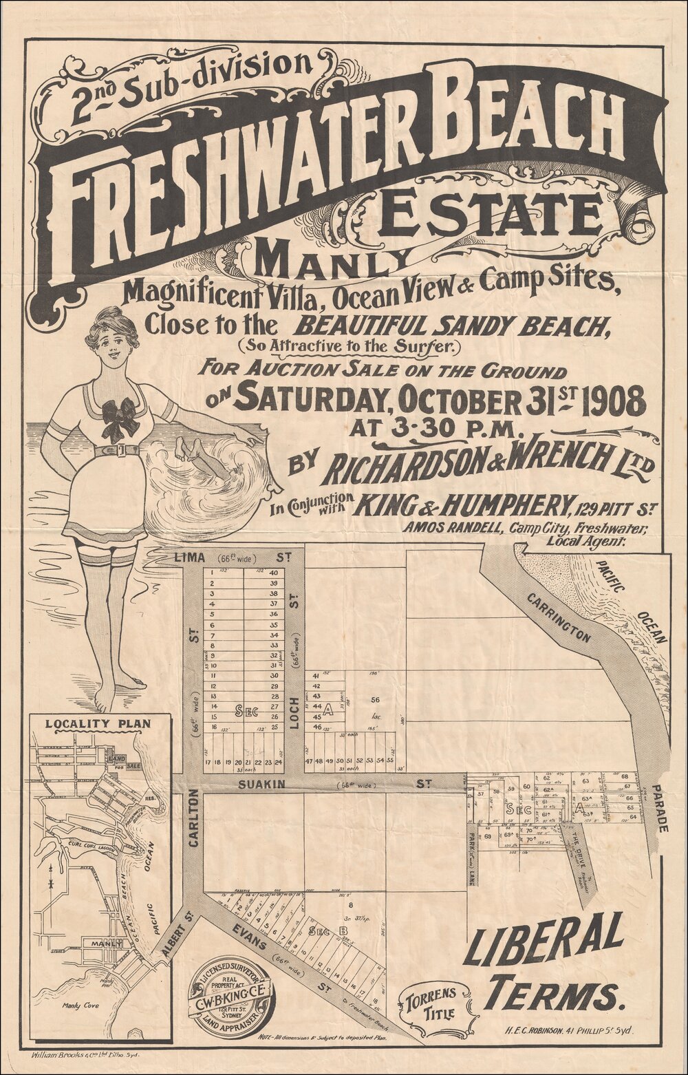Freshwater Beach Estate, Manly, 1908: Second Subdivision Plan